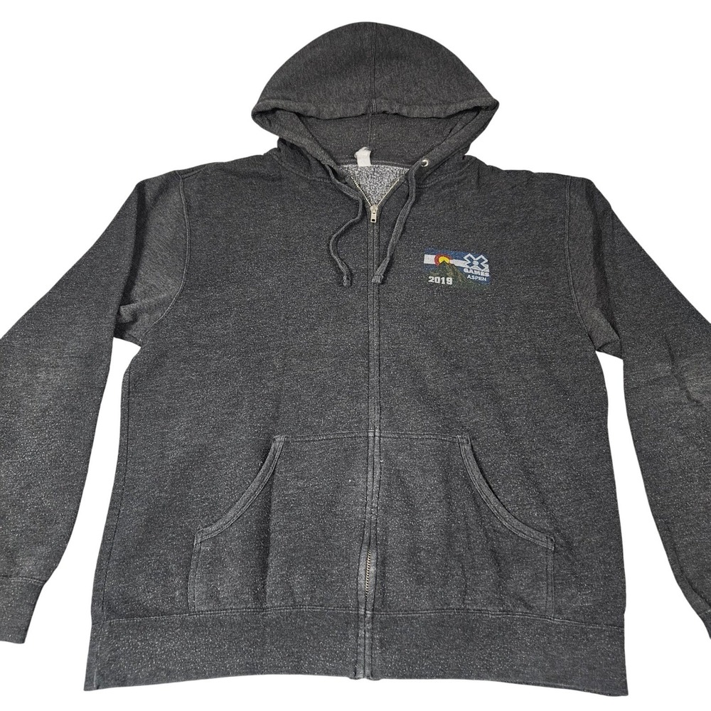 X Games Aspen Hoodie Mens XL Full Zip 2019 Colorado XL Charcoal Heather Logo